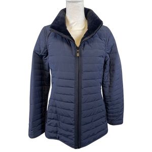 Navy Sheared Mink Reversible Raincoat